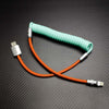 "Colorblock Chubby" Spring Braided Silicone Charge Cable - Orange+Light Blue