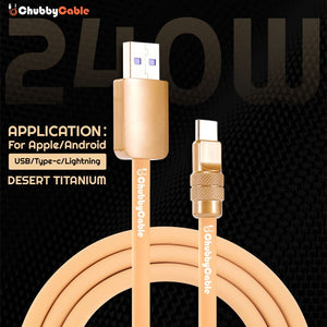 "Desert Titanium" Luxury Gold Charging Cable for iPhone 16 ProMax