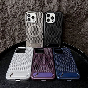 Honeycomb Heat Dissipation Magsafe Magnetic iPhone Case With Stand