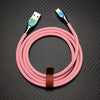 "Thin Chubby" 240W Liquid Silicone Charging Cable With Quenched Colored Connector - Pink