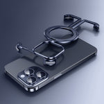 Skeletonized Metal Bezel-less Magnetic Phone Case with Stand