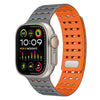 Sports Breathable Silicone Magnetic Band for Apple Watch - Grey Orange