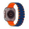 Vibrant Two-Color Magnetic Silicone Band For Apple Watch - Dark Blue & Orange
